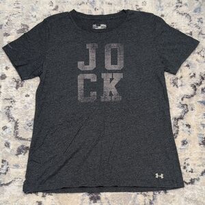 Under Armour HeatGear “JOCK” Graphic T-Shirt Gray Boy’s Medium 🏋️‍♂️ Athletic T
